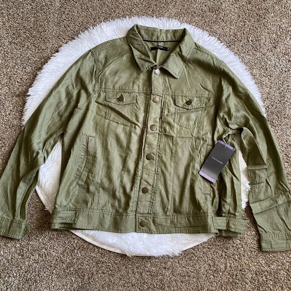 Tahari Olive Green Jacket New Snap Down Front Lyocell Womens Size XXL - Picture 1 of 8